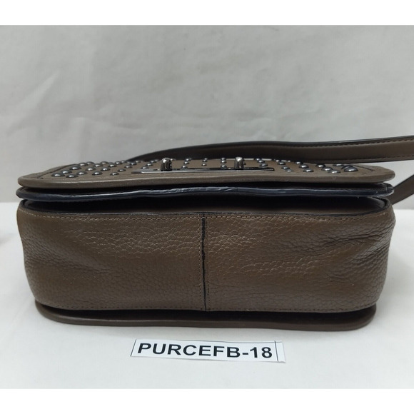 Coach Swagger Shoulder Bag In Brown Pebble Leather With Ombre Rivets Chain Strap - Picture 9 of 16